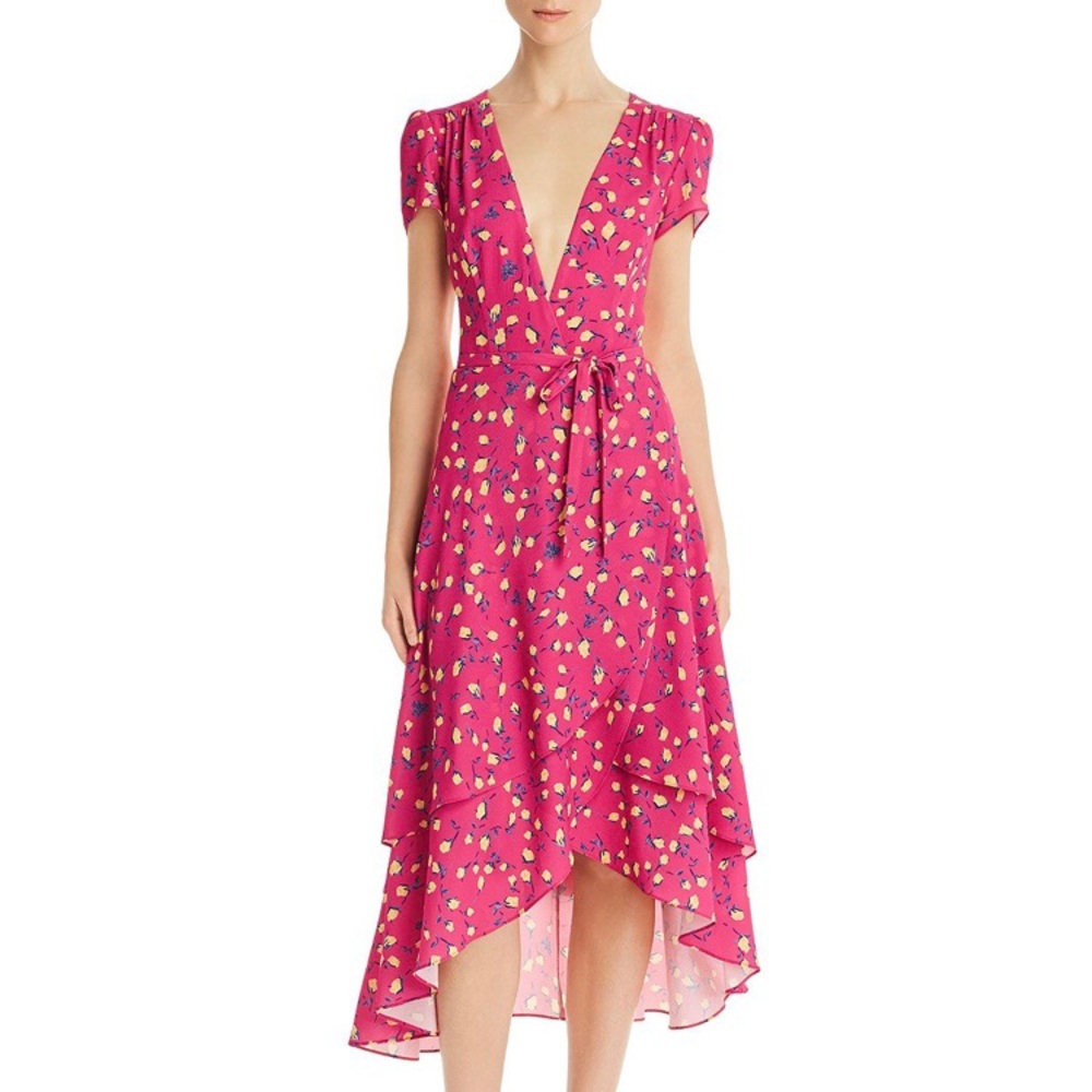 Betsey Johnson Pink Flower Power Faux Wrap Dress